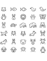 Collection of Minimalist Animal Icons for Design and Creative Projects
