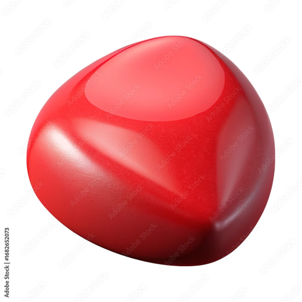 Poster glossy red geometric shape with reflective surface isolated on a black background