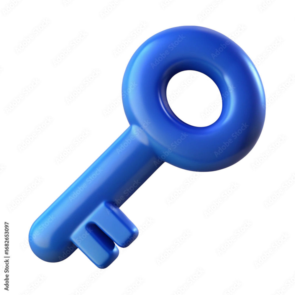 Poster rendered 3d blue key isolated on black background representing access and security