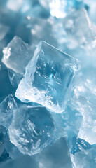 Obraz premium Crystal-clear ice cubes arranged around the edge