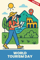 World Tourism Day: A stunning World Tourism Day poster featuring breathtaking landscapes, cultural heritage, and vibrant celebrations encouraging responsible travel and international exploration world