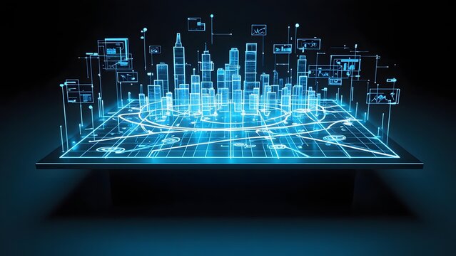 Futuristic Cityscape Digital Map