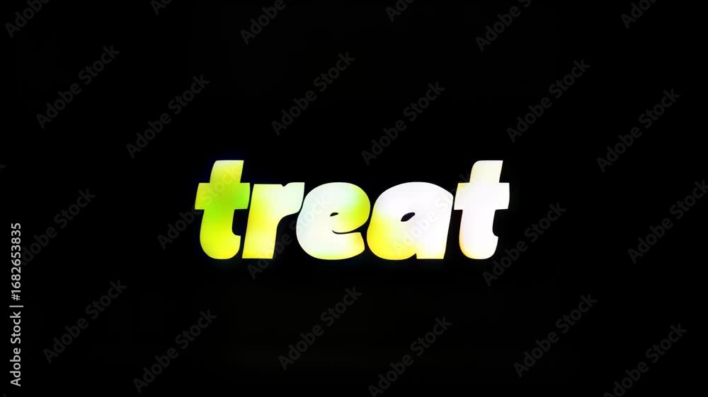 Poster colorful abstract representation of the word treat with dynamic shapes and a vibrant background