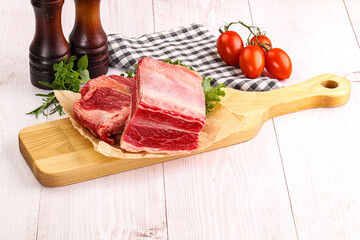 Raw beef rib for cooking