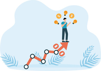 Businessman standing on top of percentage, Balance and risk and loss business and business indicator and financial growth, make money for business success concept,

