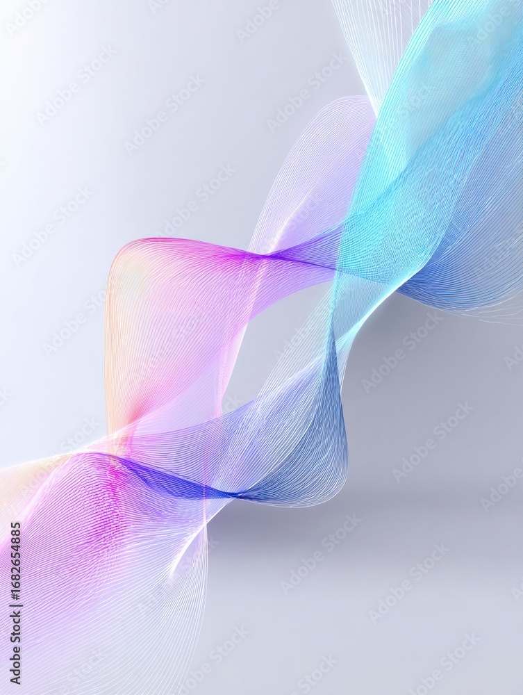 Poster waves of soft pastel colors blend seamlessly, forming a delicate abstract pattern that captures atte