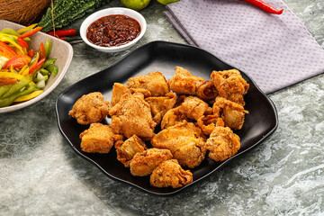 Golden crispy Breaded calamari snack