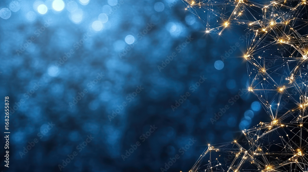 Poster abstract glowing polygonal shapes create mesmerizing visual on blue background