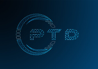 PTD low poly letter logo vector design. PTD lower poly logo design. Low poly logo.