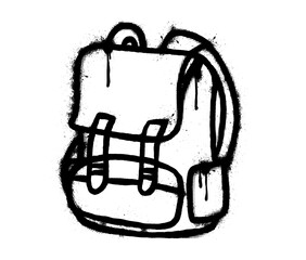 Graffiti style backpack icon in grunge spray paint with drip effect. Perfect for back to school design, street art, poster, and sticker