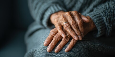 Hand Numbness. Asian Senior Elderly Woman with Parkinson's Disease Symptom, Finger Lock, and Hand Pain
