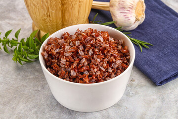 Red steamed rubine rice garnish