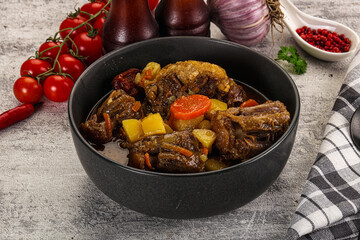 Gourmet Oxtail beef soup with vegetables
