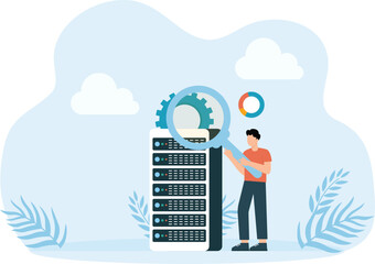 Enterprise strategy development for Business Intelligence and business rule, Big data analytics and application software, Data management abstract metaphor concept, 
