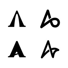 Collection of Four Stylized Black Letter A Logos and Abstract Typography Designs