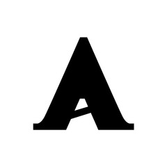 Bold Black Stylized Capital Letter A Typography Element