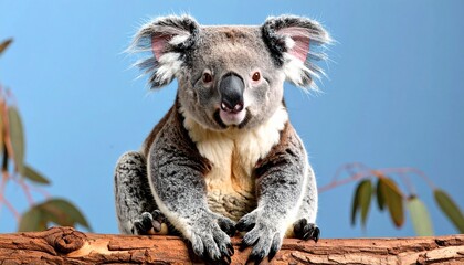Sure! Here's a clean and detailed prompt for generating a **koala animal picture** with a **blue background**, in a **sitting pose**, as **one big central image**:

---

**Prompt (for AI image generat
