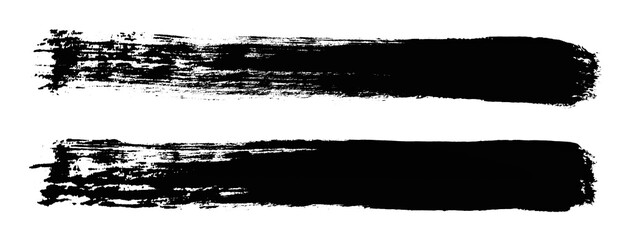 Zwei gemalte Farbstreifen - Schwarze Pinselzeichnung