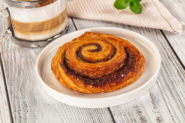Homemade cinnabon swirl pastry with cinnamon