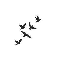 Vector set of flying bird silhouettes on a white background, perfect for nature art, tattoos, and decorative designs.