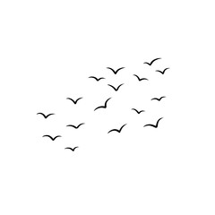 Vector set of flying bird silhouettes on a white background, perfect for nature art, tattoos, and decorative designs.