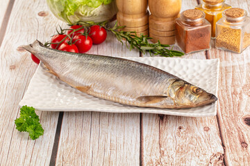 Raw whole salted herring fish