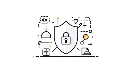 Cybersecurity vector illustration, hacker prevention concept