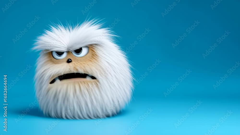 Aufkleber furry animated character transitions from a grumpy expression to surprise, showcasing a range of emo