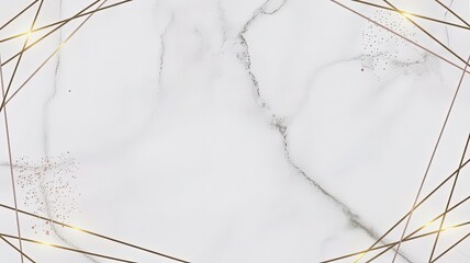 Elegant Marble with Gold Geometric Frame: A pristine marble surface is adorned with a delicate geometric frame, accented by subtle gold lines and faint glitter.