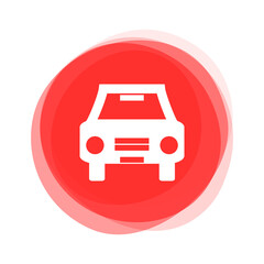 Roter runder Button zeigt Auto oder Gebrauchtwagen