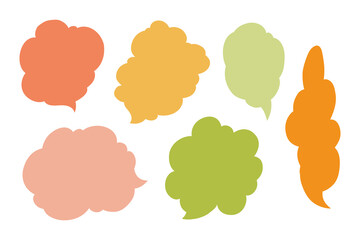 Isolated vector set of irregular text box in blob shapes or clouds on white background