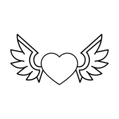 Angel wings icon vector. Heart with wings illustration sign. Valentines symbol or logo.
