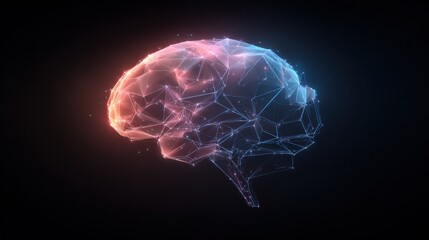 Neon brain graphic against a dark space background.