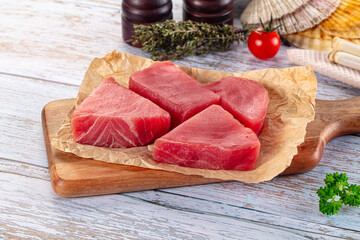 Raw tuna steak for cooking