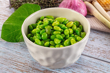 Edamame beans in the bowl