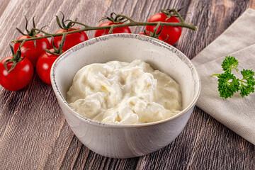 Italian delicous stracciatella young soft cheese
