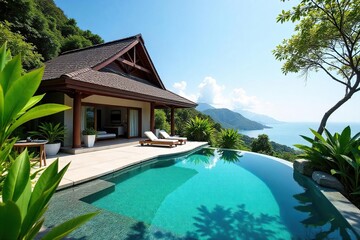 Luxurious villa nestled amidst lush greenery, boasting a private pool and breathtaking views Perfect for a relaxing getaway or a memorable holiday with loved ones , spacious, vacation