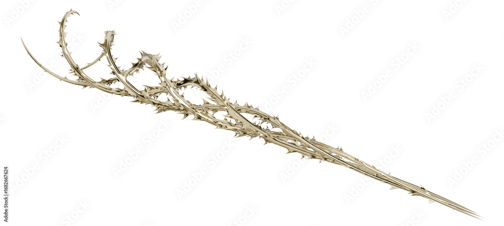 Poster a luxurious and menacing graphic. this abstract golden vine with sharp spikes is a powerful visual f