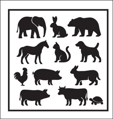 Animal Box silhouette vector on white background   