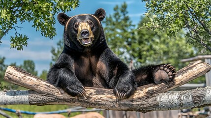 Bear under forest canopy light, 4K at 200mm, natural shadows framing subject with dramatic highlights