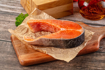Fresh raw salmon fillet piece