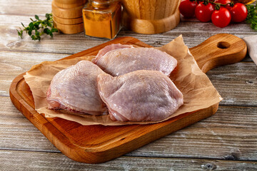 Raw chicken thighs for cooking