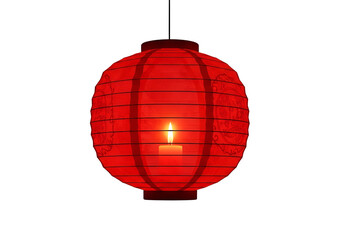 Obraz premium A vibrant red lantern, illuminated by a candle flame, glows brightly against a dark background.