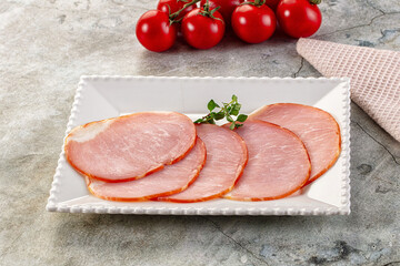 Cured dry pork meat slices