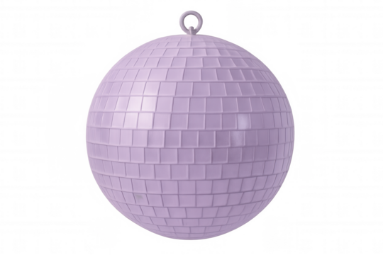 3d rendering of a shiny purple disco ball hanging and rotating, with transparent background, perfect for party and celebration visuals