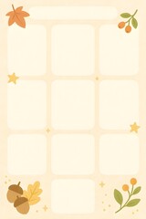 Autumn Memo Template with Leaves and Acorns – Seasonal Decorative Stationery Background