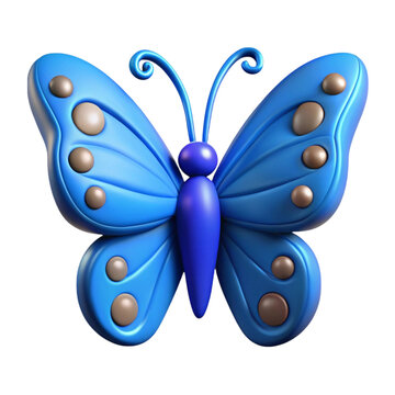 3d render of a beautiful blue butterfly with decorative spots isolated on black background