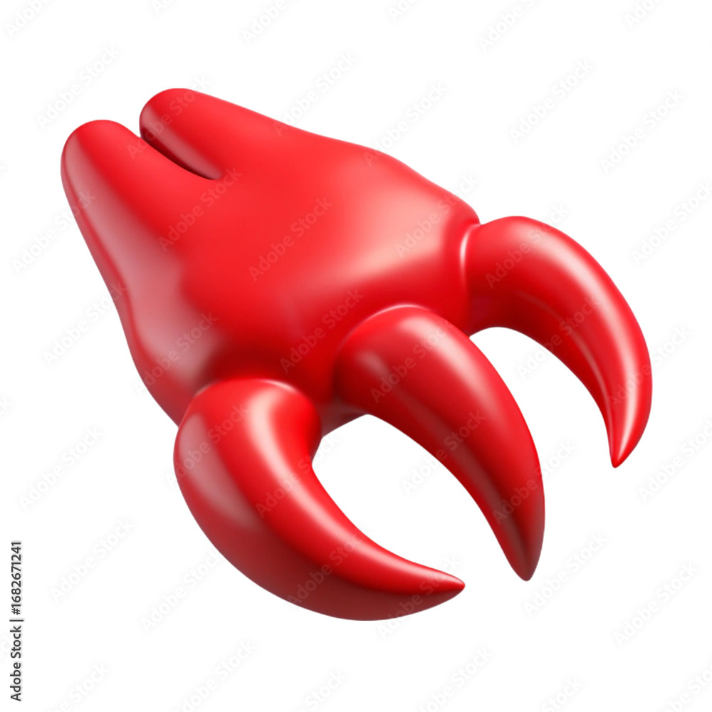 Aufkleber 3d rendered red devil claw with sharp claws isolated against a black background