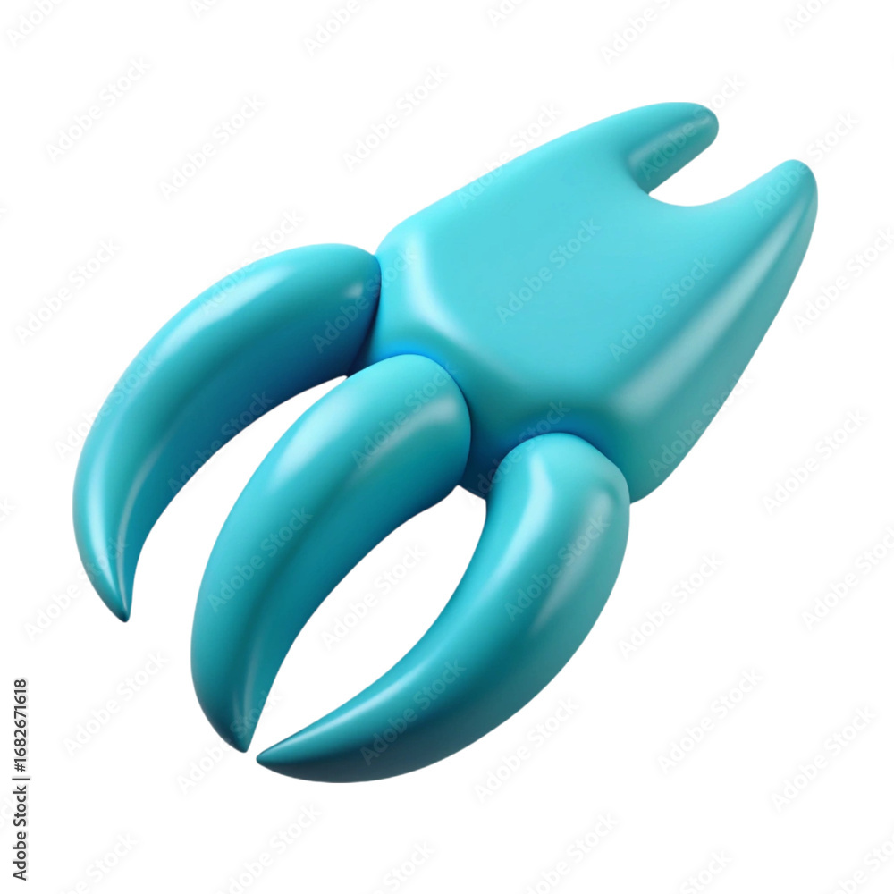 Poster 3d rendering of a stylized cyan spaceship or futuristic space exploration concept on black backgroun