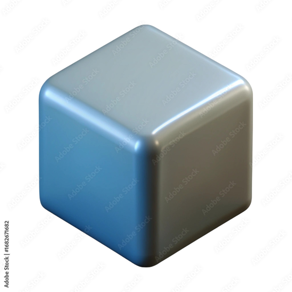 Poster a glossy three dimensional cube rendered against a deep black backdrop